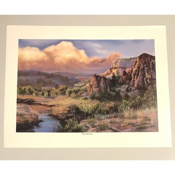 VTG 22"X17" Signed Number Landscape Art PRINT Desert Splendor SHARON CASON 1986 - Picture 1 of 7